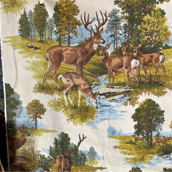 Deer wildlife barkcloth fabric 2+ yards - Picture 5 of 5